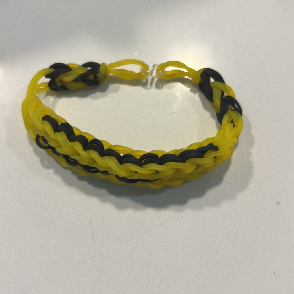 Rainbow Loom Handcrafted Black & Yellow Bracelet